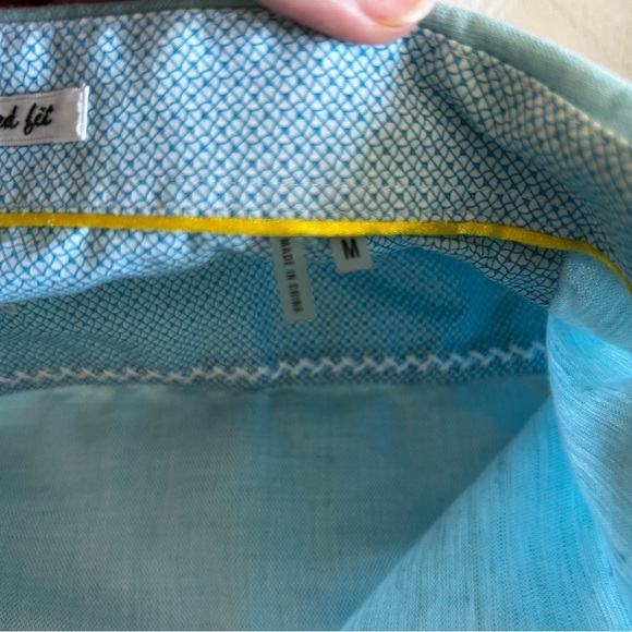 Bugatchi men’s Medium Uomo Ombre Blue Button up Shirt Long Sleeve Linen Blend - Picture 8 of 10